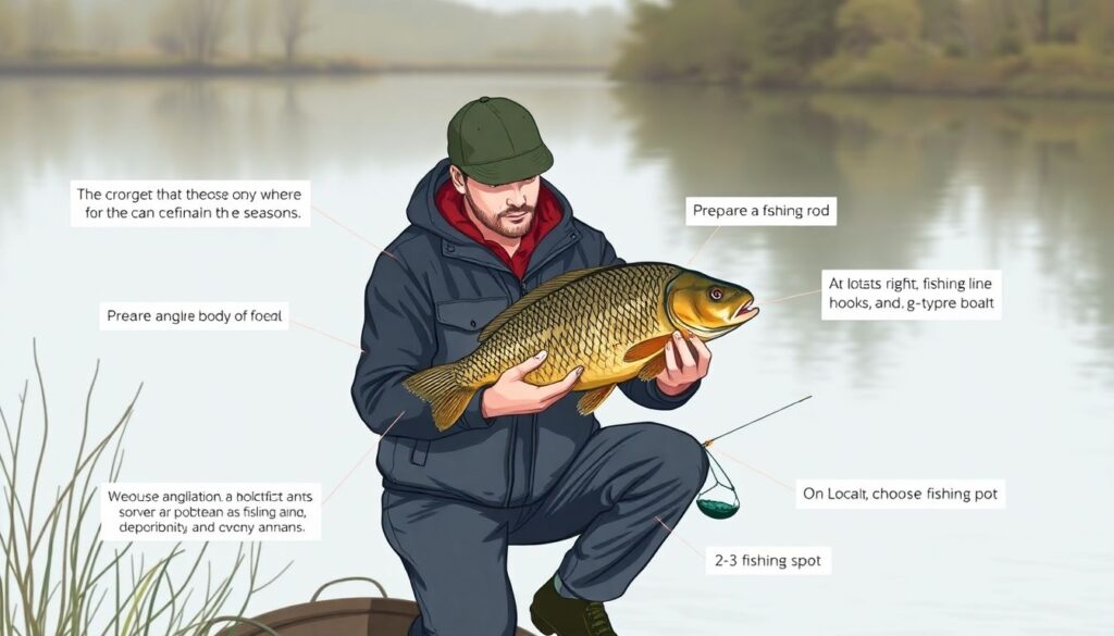 Техника ловли карася на карасянке - иллюстрация