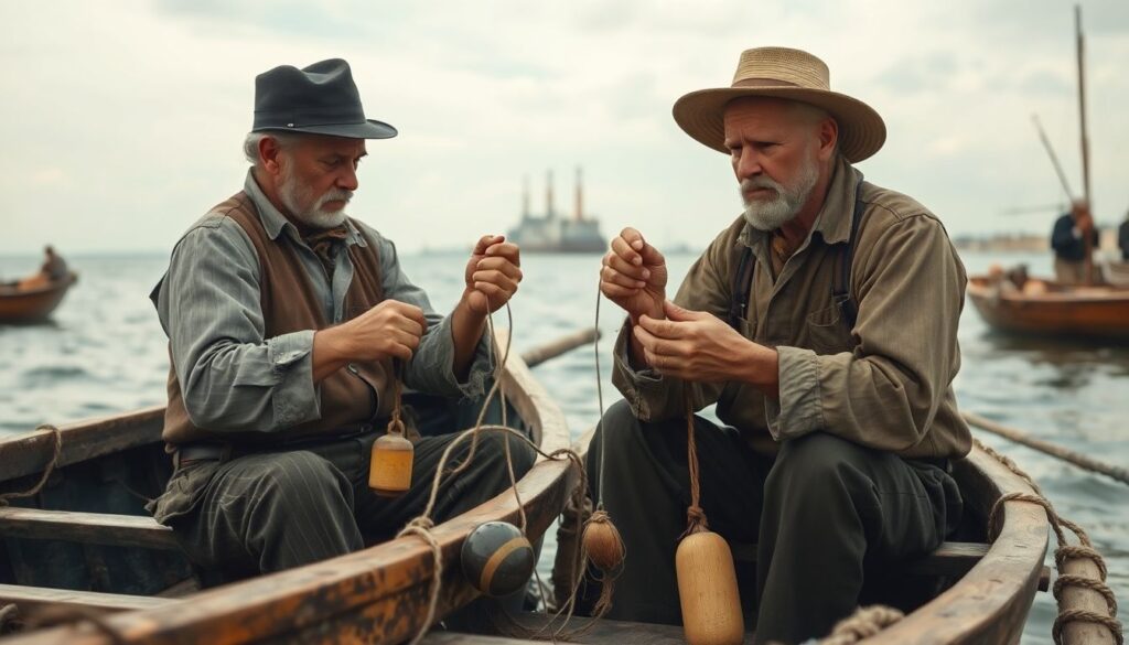 Корректировка снастей под условия штиля и ветра - иллюстрация