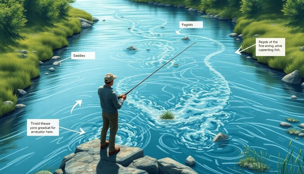 Рыбалка на реке: как определить место стоянки хищника - иллюстрация