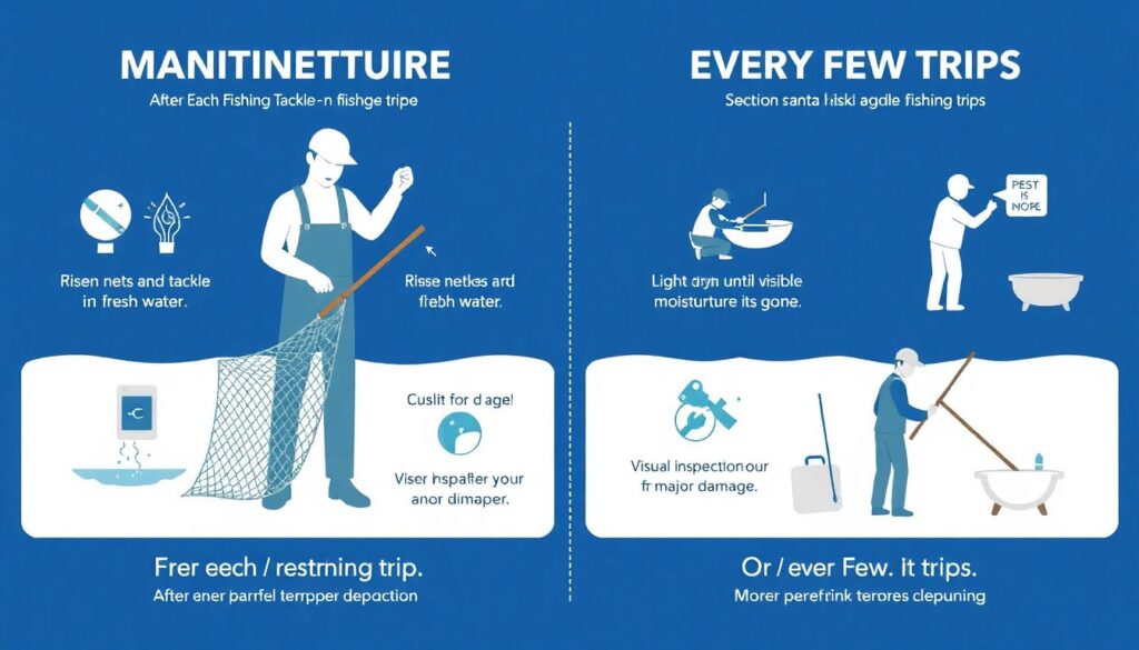 Как ухаживать за рыболовными сетями и снастями - иллюстрация