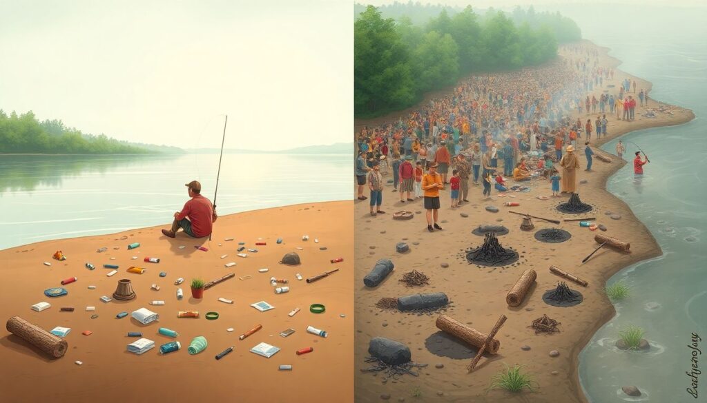 Советы по охране природы во время рыбалки - иллюстрация