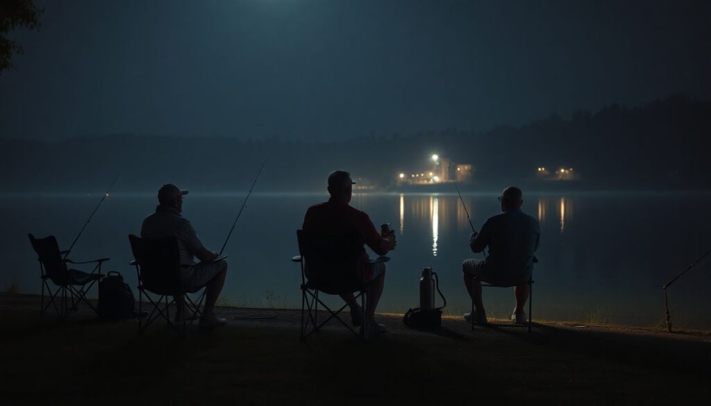 Где найти места для ночной рыбалки на прудах - иллюстрация