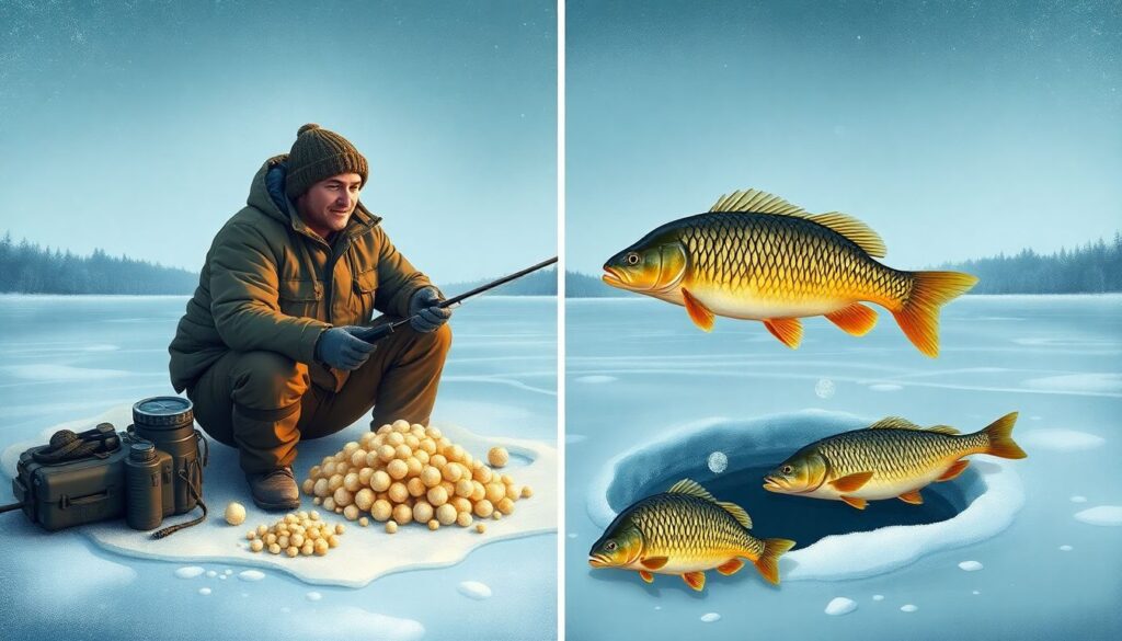 Лучшие приманки для ловли карася на зимовке - иллюстрация